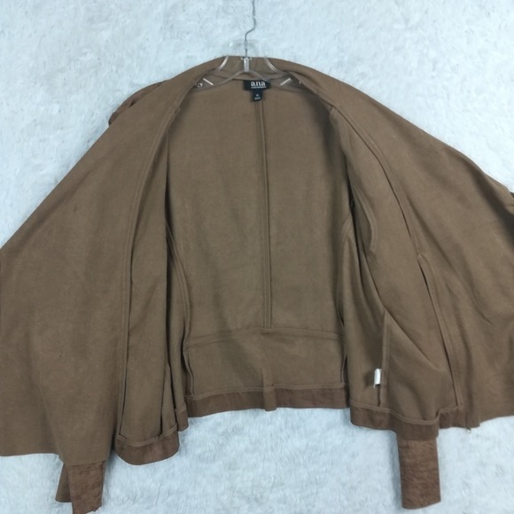 A.N.A Womens Blazer Jacket Moto Faux Leather Brown Mottled Zip Asymmetrical‎ XL - Picture 8 of 12